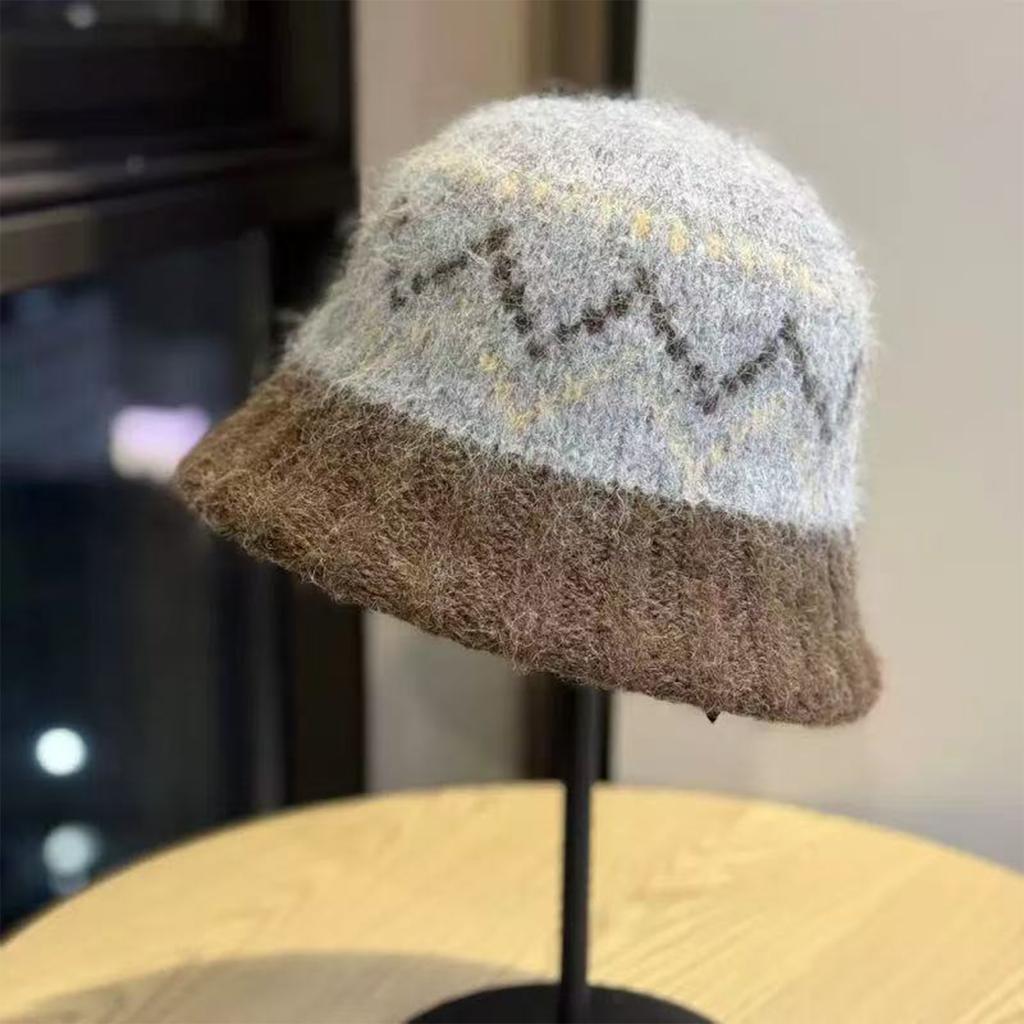 Ladies' Hat, Fisherman's Hat, Warm Woolen Hat, Atmospheric Knitted Hat, Face Enhancing Small Bucket Hat