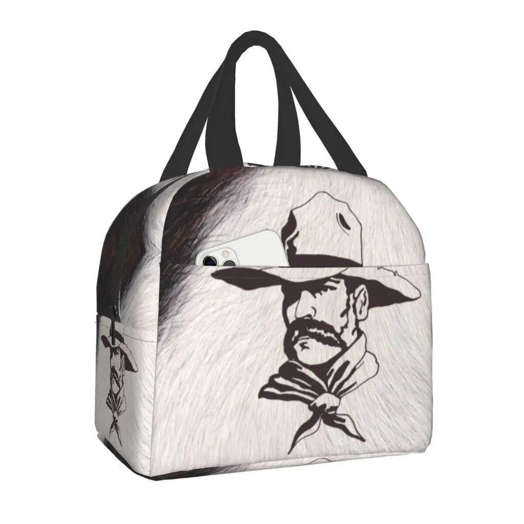 Сумка для ланча Western Cowboy Rodeo Horse из коровьей кожи с принтом коровы, многоразовая, термоизолированная, для женщин, школы, работы, пикника