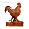 Chinese Classical Yellow Flower Pear Wood Carving Big Rooster Decoration Living Room Office Redwood Crafts Animal  Home Decor