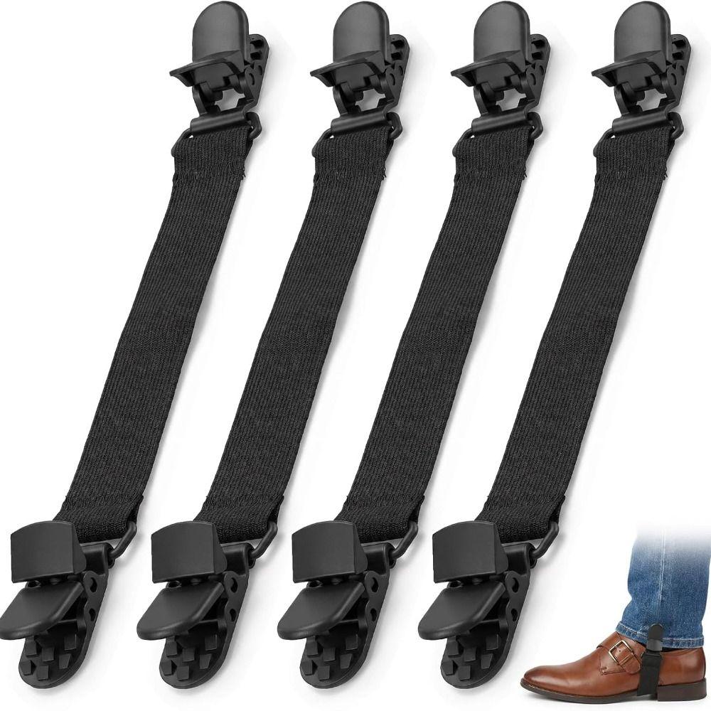 4pcs Reusable Boot Straps Adjustable Elastic Straps with Clips Boot Straps Clamps Motorcycle Riding