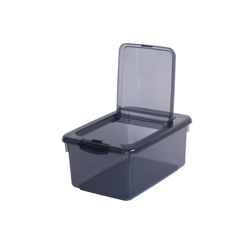 Sanko Plastic Rice Container, 5.0kg Capacity, Navy Blue, 22.6cm W x 32.4cm D x 15.2cm H, Made in Japan, Includes Measuring Cup, One-Touch Open/Close,
