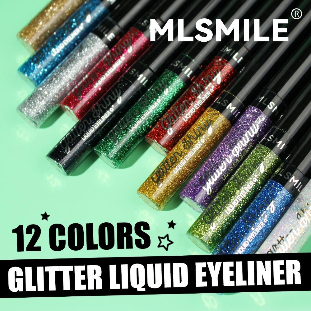MLSMILE Pearlescent Liquid Eyeliner, Explosive Colorful Glitter Eye Shadow, Waterproof Non-smudge Eyeliner