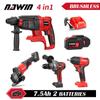 NAWIN 4 Pieces Power Tool Cordless Electric Drill/ Wrench/Rotary Electric Hammer/125mm Angle Grinder Electric Tool