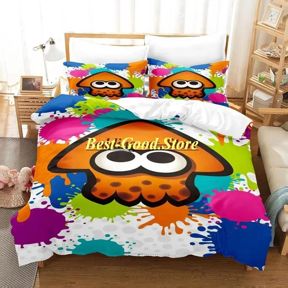 Splatoon 3 Inkling Squid Комплект постельного белья Single Twin Full Queen King Size Комплект постельного белья Aldult Kid Bedroom Комплект пододеяльников Комплект постельного белья