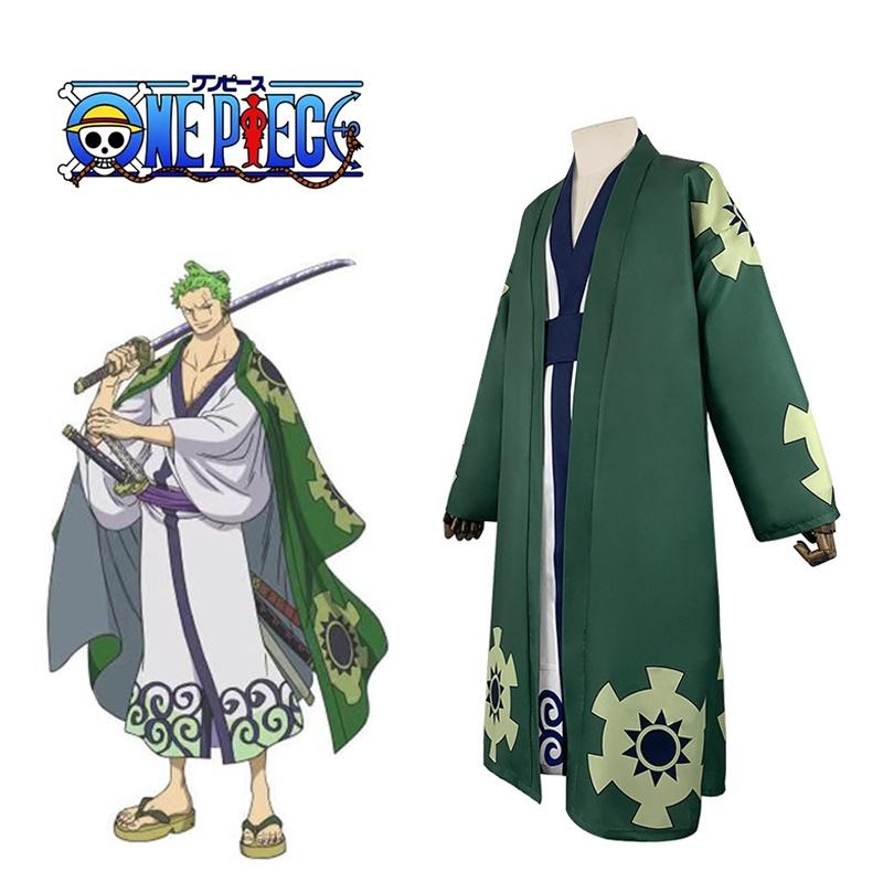 Костюм-кимоно Ророноа Зоро из One Piece, полный комплект, идеально подходит для Comic Con, Хэллоуина и семейных собраний.