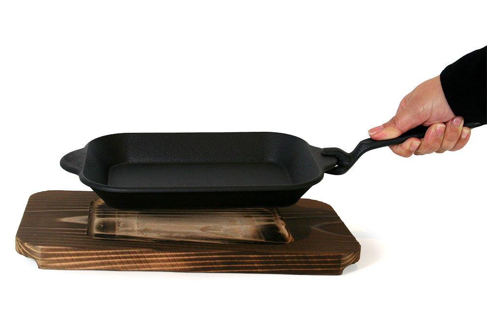 Made In Japan Nanbu Tekki Wooden Stand and 1 IH Flame Oven Compatible Frying Pan Grill ``Anything Grill'' (with Handle) compatible/Open