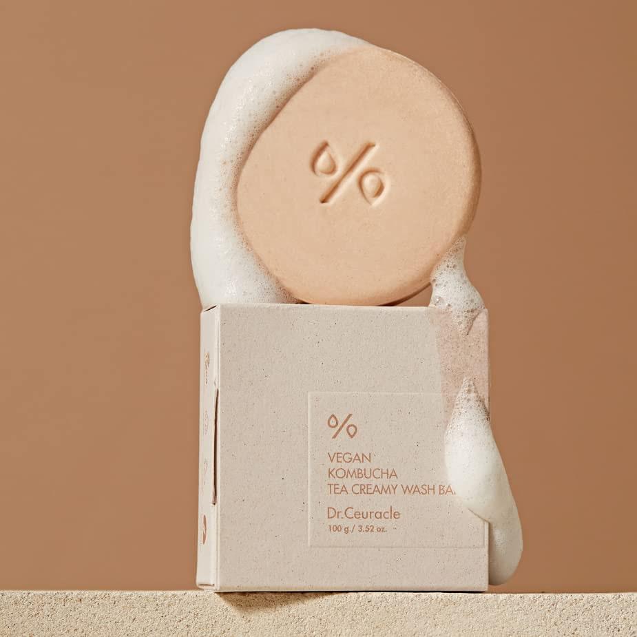 Dr.Ceuracle Vegan Kombucha Tea Creamy Wash Bar 100g A Low pH Bath Soap