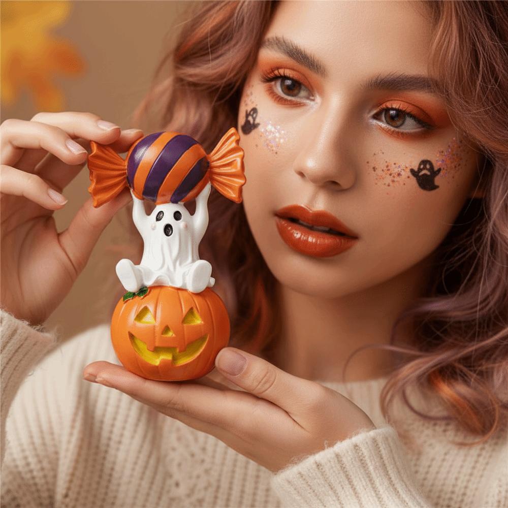 Hand-painted Ghost Ornament Miniature Halloween Statues Pumpkin Figurine Retail Display