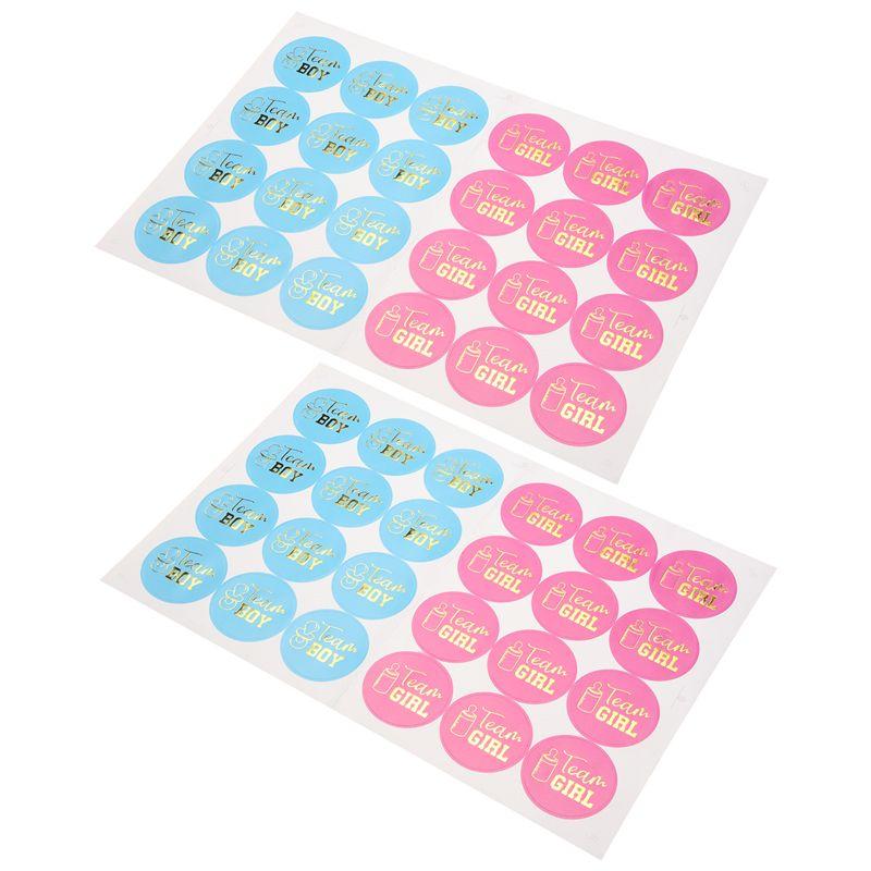 ABJI-48 Pieces Gender Reveal Stickers Games Team Boy & Team Girl Perfect Gender Reveal Party Supplies Boy And Girl Stickers