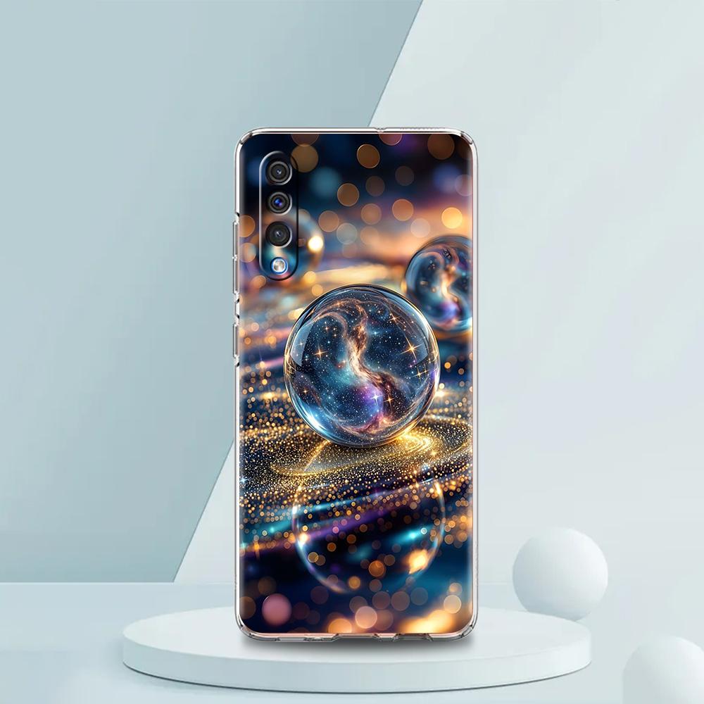 Прозрачный чехол для телефона Samsung Galaxy A16 A14 A12 A22 A24 A42 A02 A03S A06 A20 A30 A40 Мягкий TPU чехол Мультяшный узор Планета