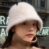 Japanese Retro Wild Rabbit Hair Bucket Hat Female Korean Version of The Autumn and Winter Warm Fisherman Basin Hat