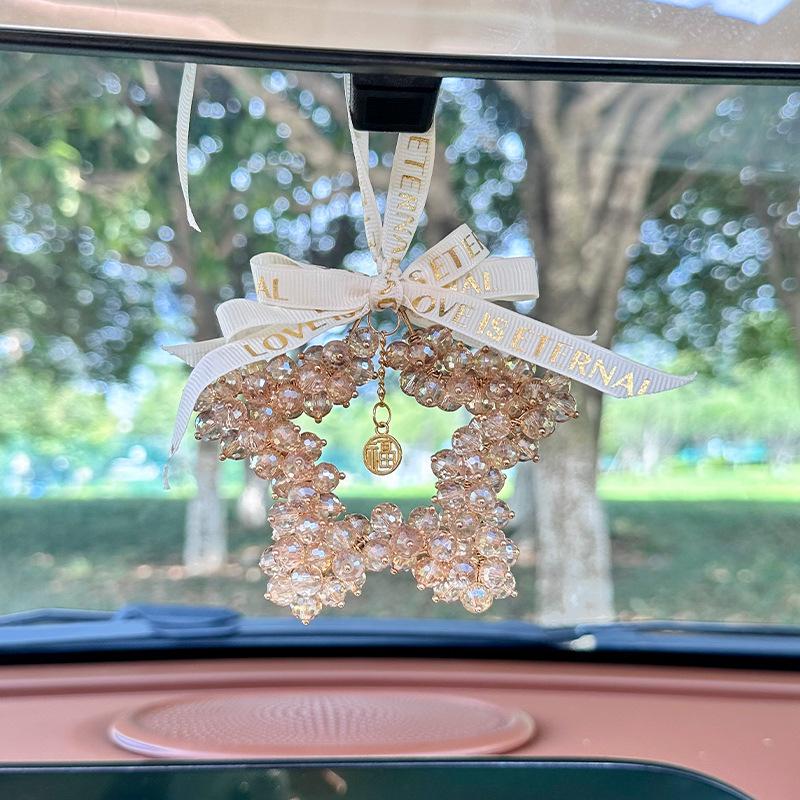 1 шт. Подвеска для автомобиля Креативная декоративная подвеска для автомобиля на зеркало заднего вида Кристалл Пятиконечная звезда Декоративная подвеска для автомобиля