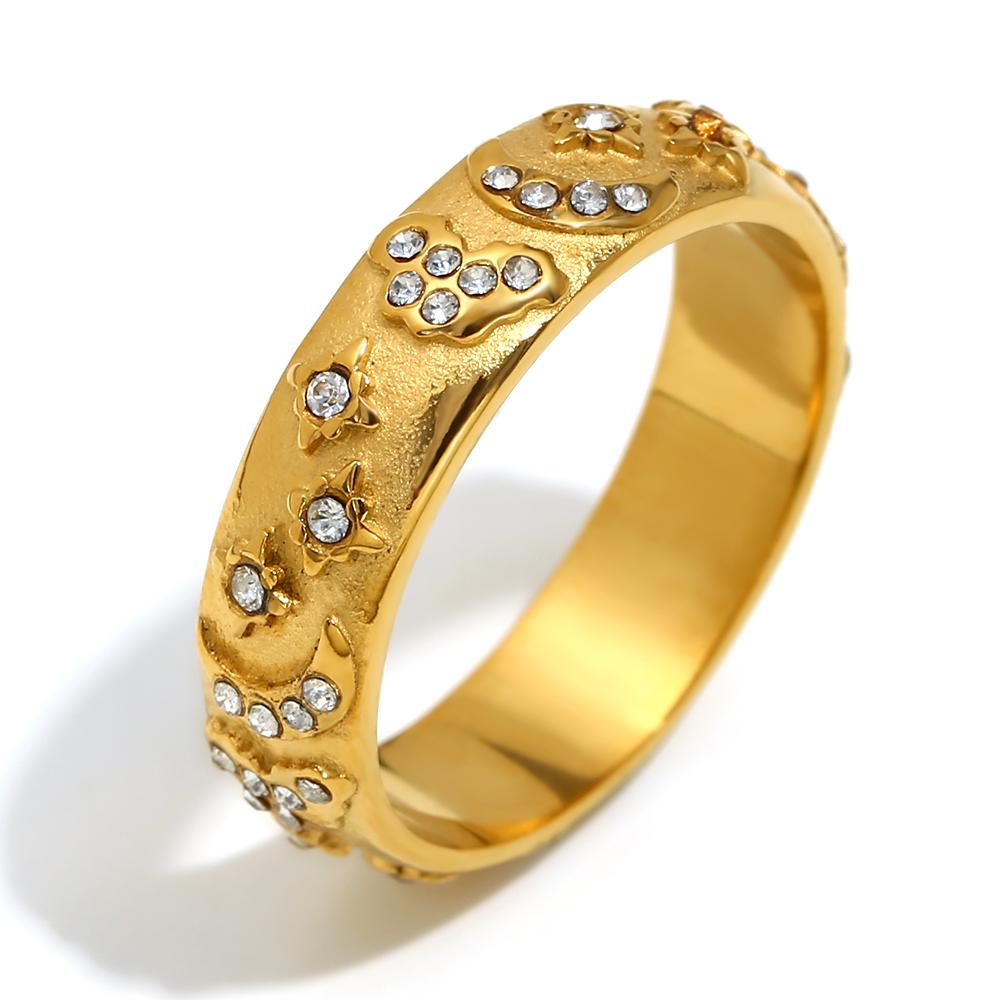 MamacitaSlay Популярные Таро 6 мм Позолоченное 18K Золотом Украшение на Палец Женские кольца Водонепроницаемая титановая нержавеющая сталь ювелирные изделия женщина
