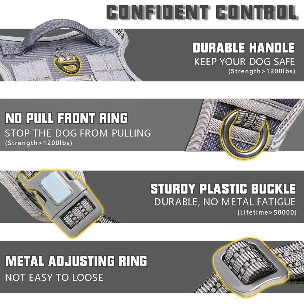 Регулируемая тактическая шлейка для собак, рабочая шлейка для домашних животных, военная служба, светоотражающий комплект шлейки для собак для маленьких, средних и больших собак