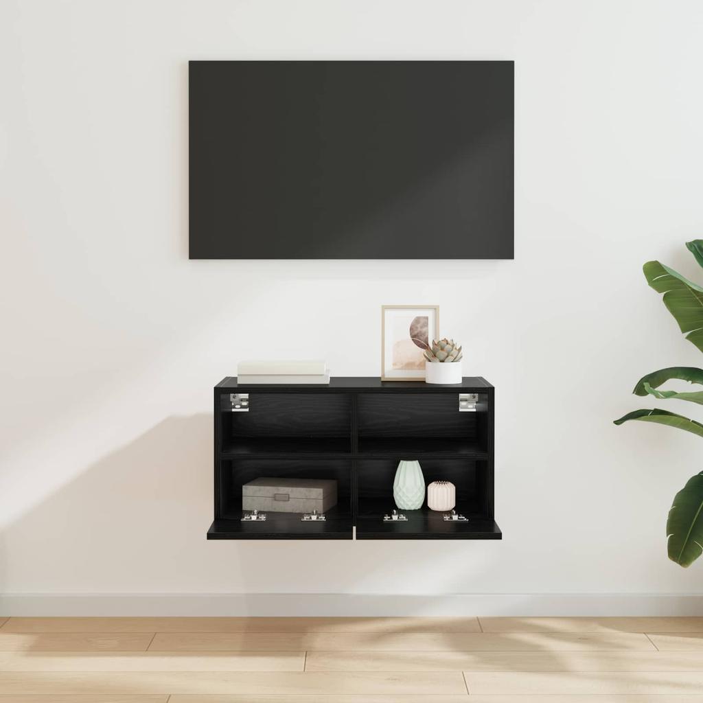 TV Wall Cabinet Black Oak Effect 60 x 30 x 30 cm