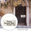 Front Door Welcome Sign Home Decor Please Remove Your Shoes Rustic Craft Wooden Square Porch Hanging with Rope Plaque Gift