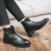 Winter New Luxury Brand Men's Boots Black Chelsea Boots Men's Thick-soled Business Leather Boots Pointed Toe Designer Men Shoes