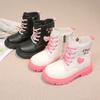 Girls Ankle Boots Non-slip Kids Fashion Performance Boots Pink Heart Children Princess Catwalk Boots Anti-Slippery Size 26-37