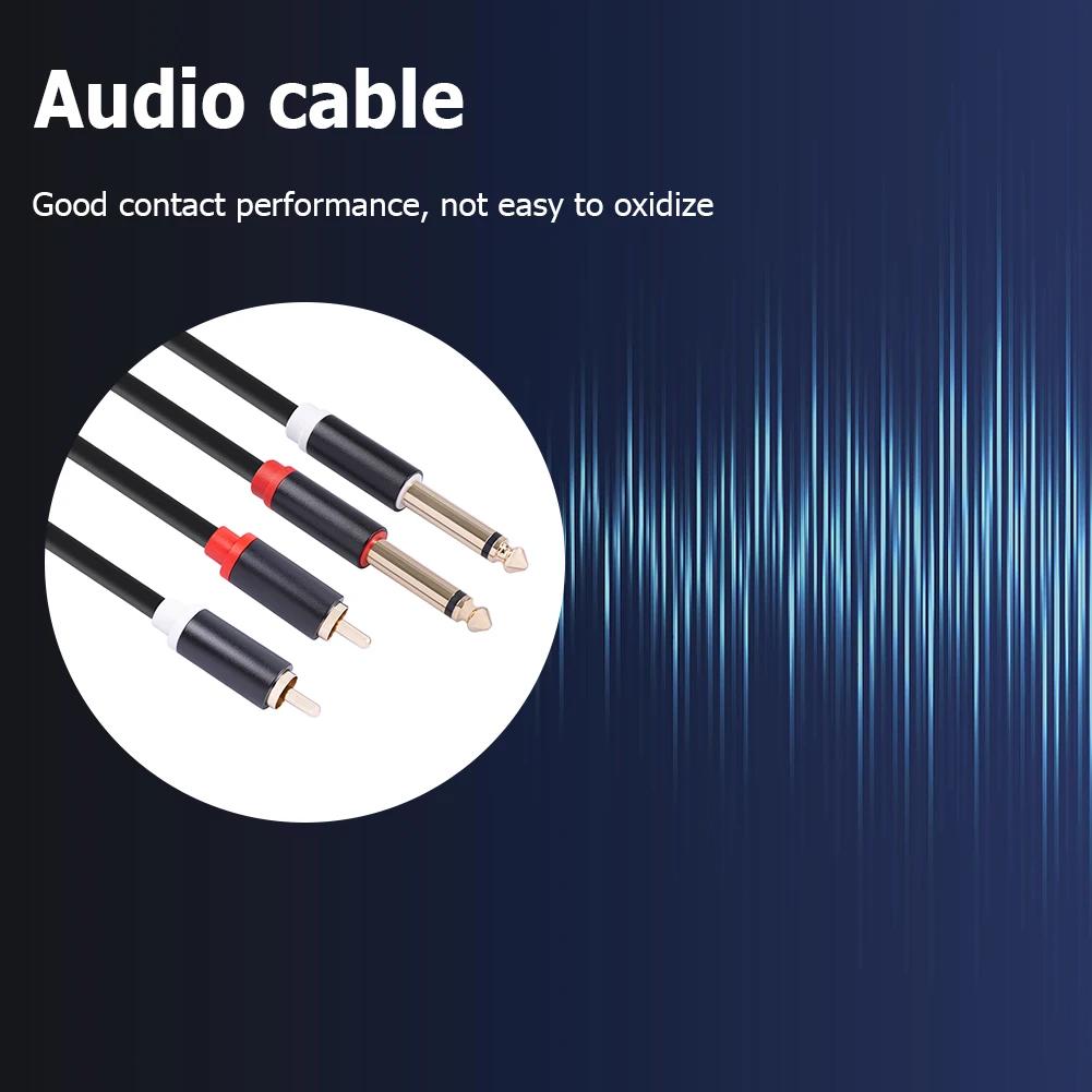 1-5pcs 2 RCA Male To 2 6.35 Jack Male Audio Cable Aluminum Alloy Shell 1.5m Connector Converter Adapter Cord for Various CD