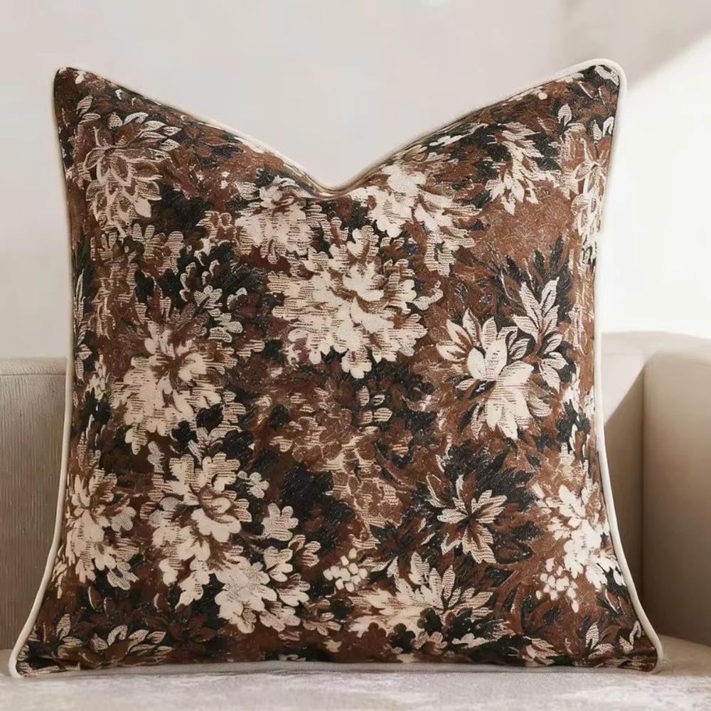 Jacquard Weave Floral Throw Pillowcase Yarn-Dyed Accent Couch Pillow Home Farmhouse Style