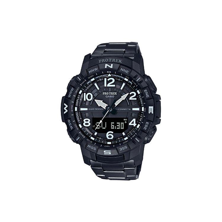 Casio Серия Pro Trek PRT Наручные часы для активного отдыха и скалолазания Спортивные часы Кварцевый механизм Ремешок из смолы Мужские часы Черные PRT-B50YT-1