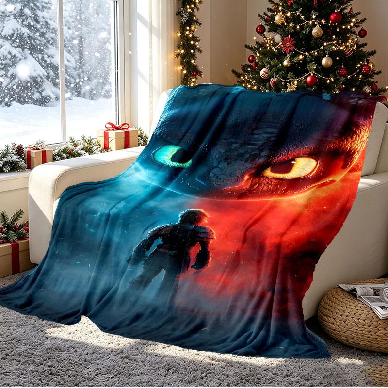 How to Train Your Dragon Pattern Blanket for Home Decoration, Bed, Sofa, Car Travel, Camping, Suitable for All Seasons, Birthday Christmas Gift