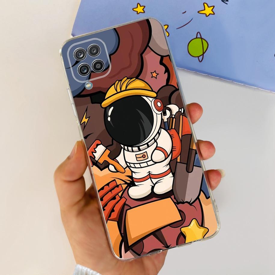 Чехол для Samsung Galaxy A12 Прозрачная накладка Модный Цветок Тонкий Мягкий ТПУ Чехол для Телефона Для Samsung A12 SM-A125F M12 F12 A 12 Capa