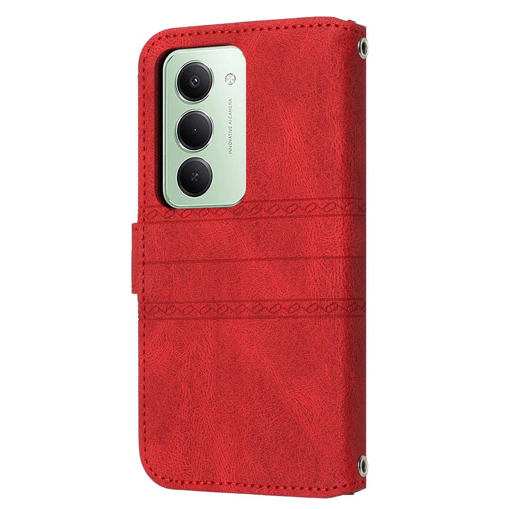 For Xiaomi Redmi 15 5G (Global) (169mm) Case Wallet Skin-Touch Leather Imprinted Phone Cover with Wrist Strap