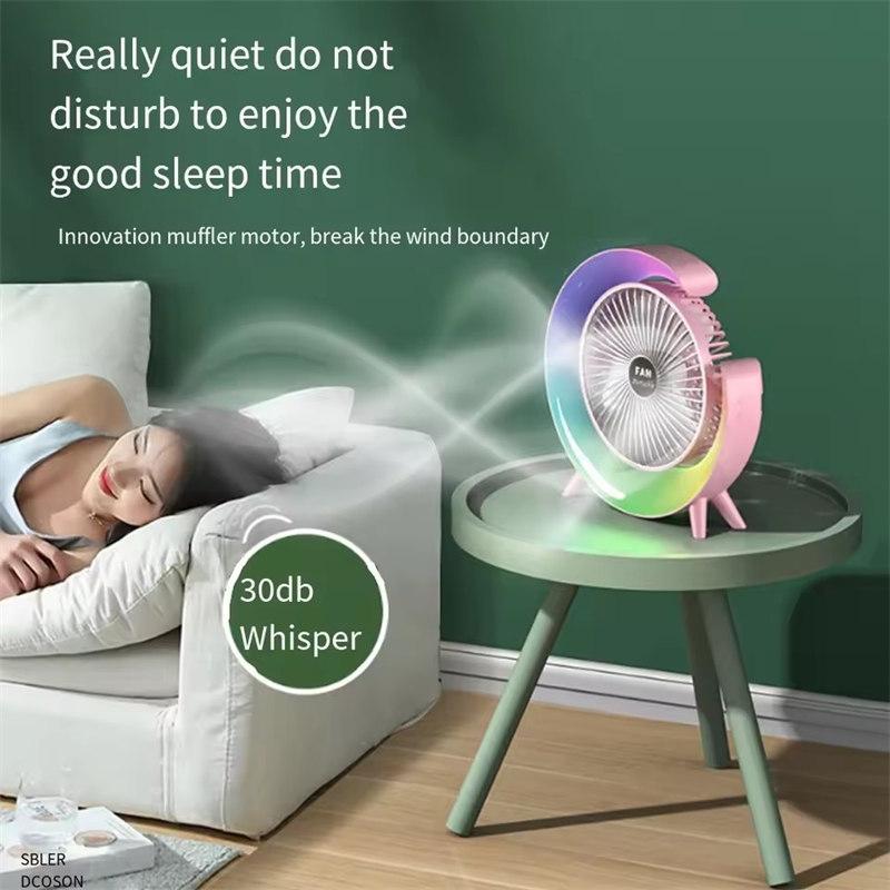 USB Desk Fan 3 Speeds with Colorful Light Personal Fan 180 Degree Rotatable Desktop Fan for Home Office Bedroom Dorm Summer Gift