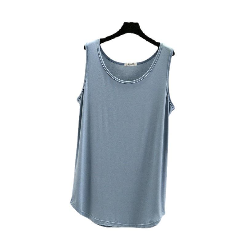 Женская свободная модальная майка средней длины без рукавов на лето