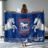 Ipswich Town Print Flannel Blanket High Quality Warm Comfortable Cover for All Seasons Perfect for Gifts Home Decor
