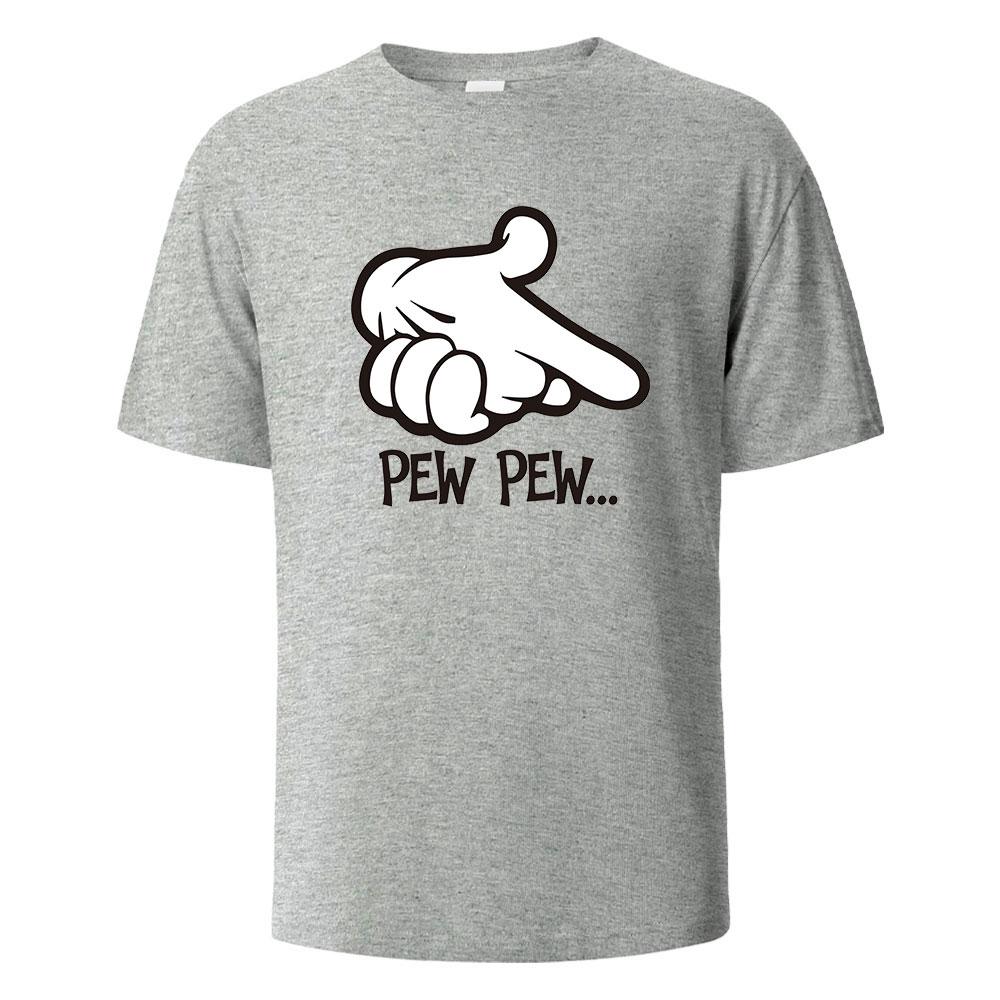 Pew Pew Print TShirt 100 Cotton Summer Tees For Men Women Oversize Casual Tops