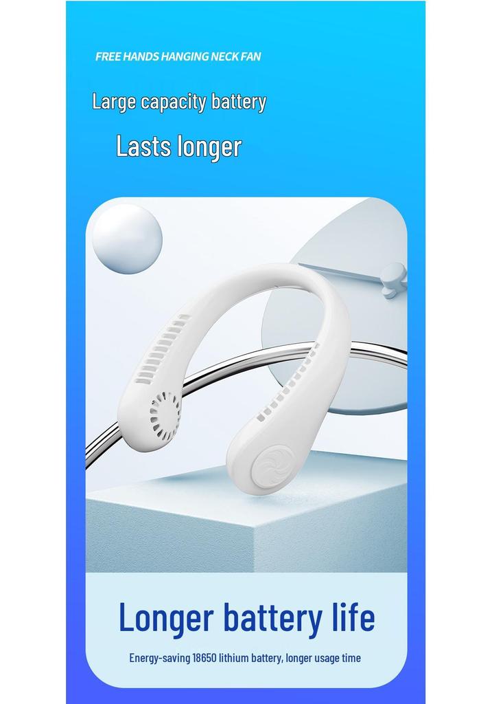 Portable Neck-Hanging Bladeless Fan with USB Charging, 3-Speed Silent Operation for Office, Outdoor, and Sports Use