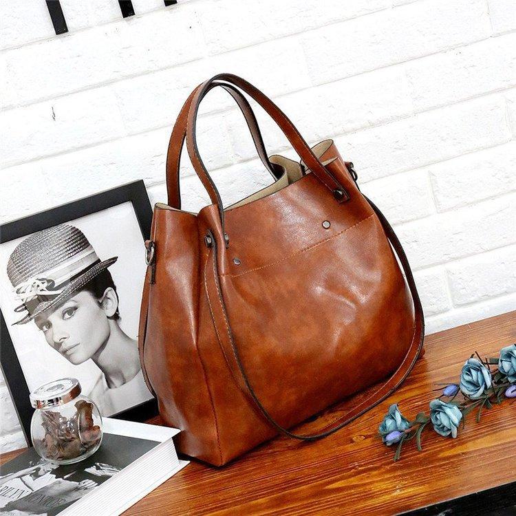 Тренд 2024 года, европейская и американская сумка из четырех частей, модная ПУ сумка для матери и ребенка, однотонная сумка hbag на одно плечо с косым креплением