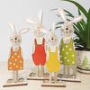 2Pcs/Set Handmade Festive Touch Elegent Style Desk Stake Decor Wood Lovely Party Rabbit Shape Gifts Desk For Household Decoration