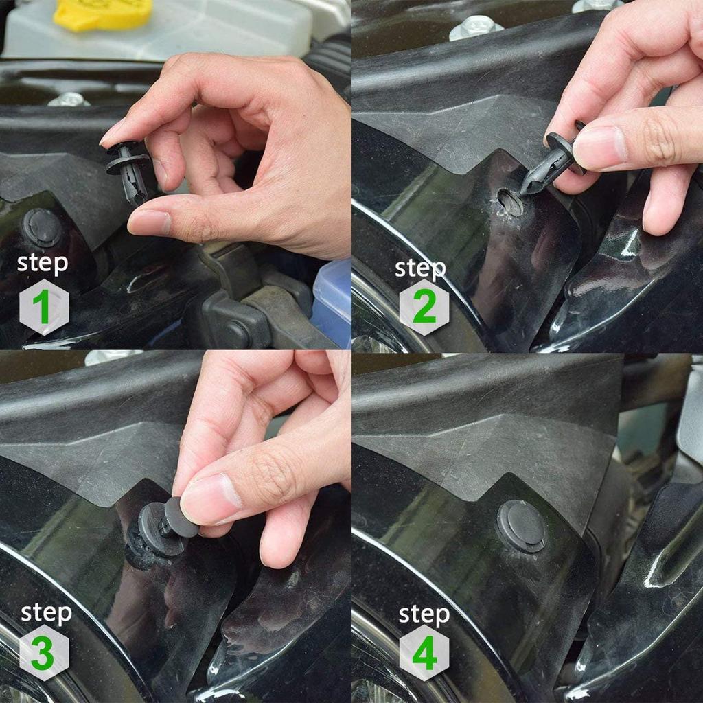AHOMASH 8mm(5/16") Hole Plastic Rivets Fastener Push Clips for Car Auto Fender Bumper Body Panels, 120Pcs