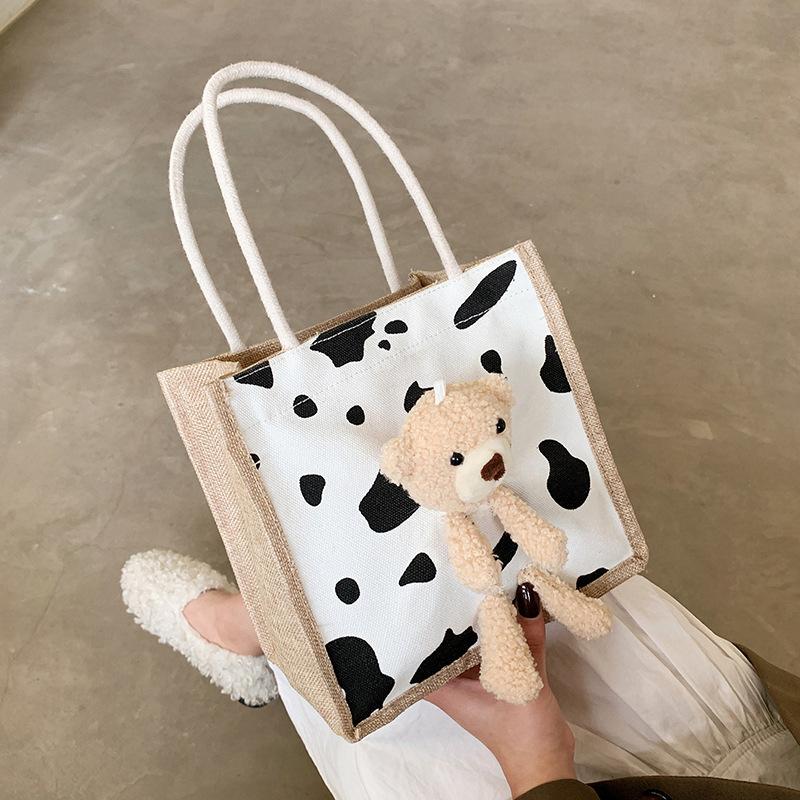 Женская сумка с милым медведем, мягкая плюшевая сумка-тоут, простая тканевая сумка-шопер, сумка с вышивкой медведя, эко-сумка на плечо, кошельки для девочек