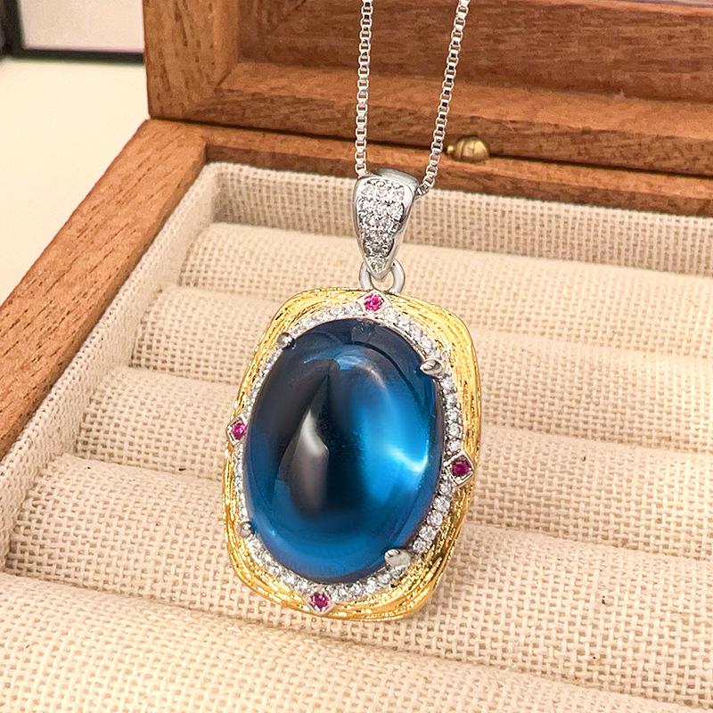 Huabi Jewelry Имитация Однотонный Синий Шпинель Ретро Легкая Роскошь Комплект Главный 15 * 20-10 * 12