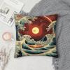 Art The Great Wave Off Kanagawa Pillow Case Square DoubleSided Printing Sofa Cushion Cover Pillowcase Bedroom Bedside