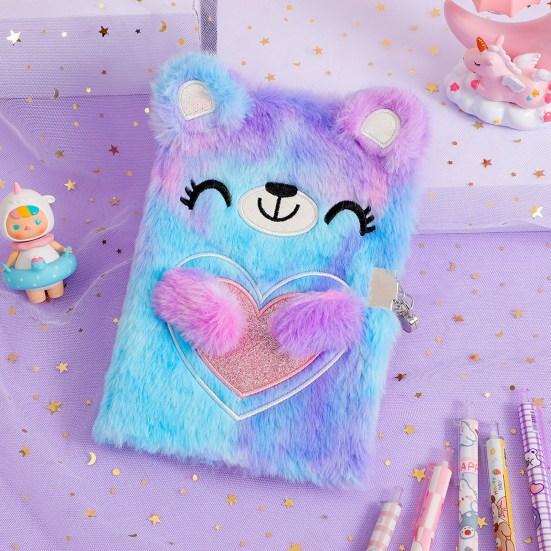 Writing Short Velvet Shell Practical A5 with Lock Teenager Girl Keep Diary Lockable Plush Notebook