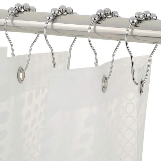 12 шт., устойчивые к ржавчине бусины, крючки для занавесок для душа, кольцо, аксессуары для домашней ванной комнаты