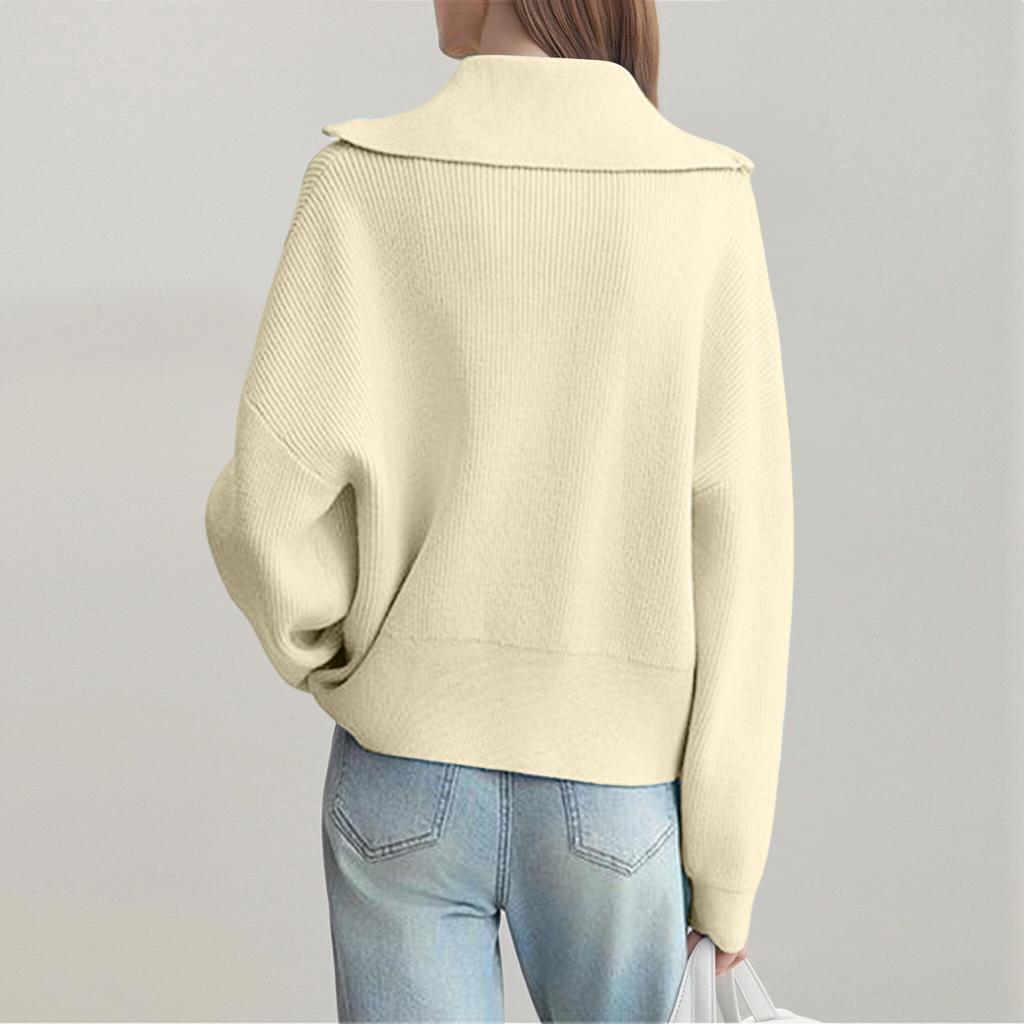 Женский модный повседневный топ укороченный с воротником поло темно-синего цвета и длинным рукавом, ленивый стиль, вязаный кардиган на молнии, куртка