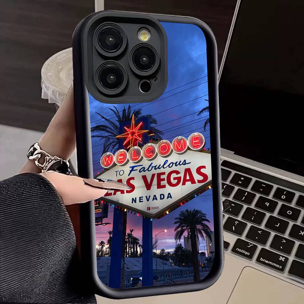 Las Vegas Sign LIGHTS Nevada Phone Case For iPhone 11 12 13 14 15 16 17 Pro Max Shockproof Soft TPU Back Cover