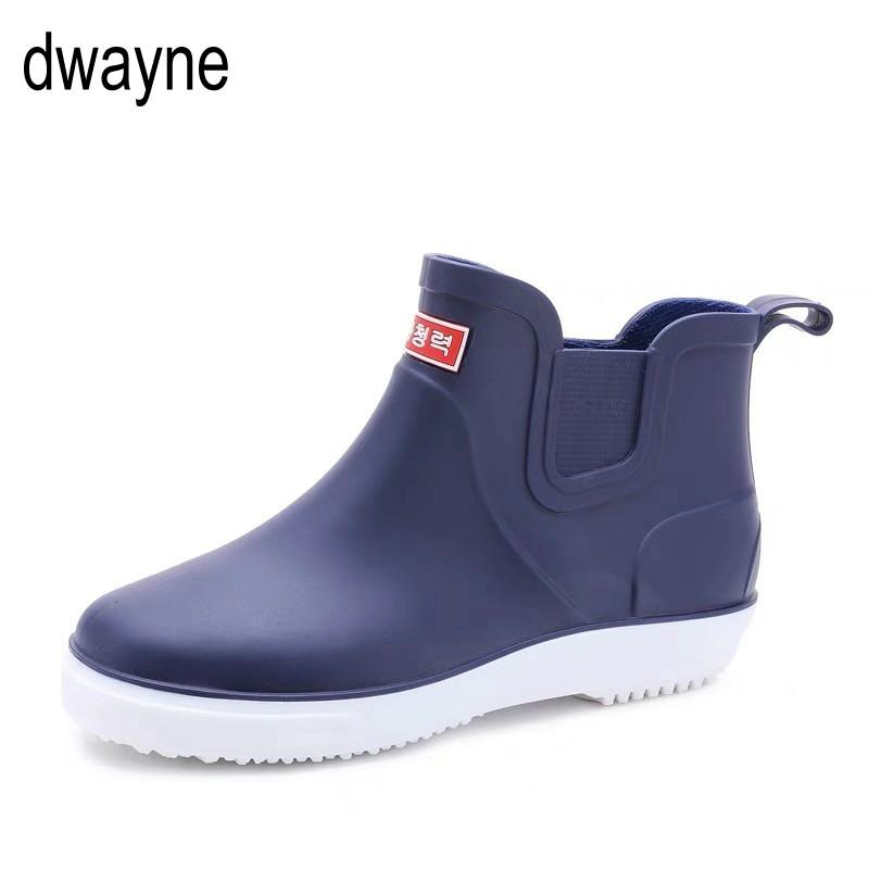 Новые резиновые сапоги для отдыха, мужские туфли на низком каблуке с круглым носком, водонепроницаемые резиновые сапоги средней высоты, женские сапоги 201