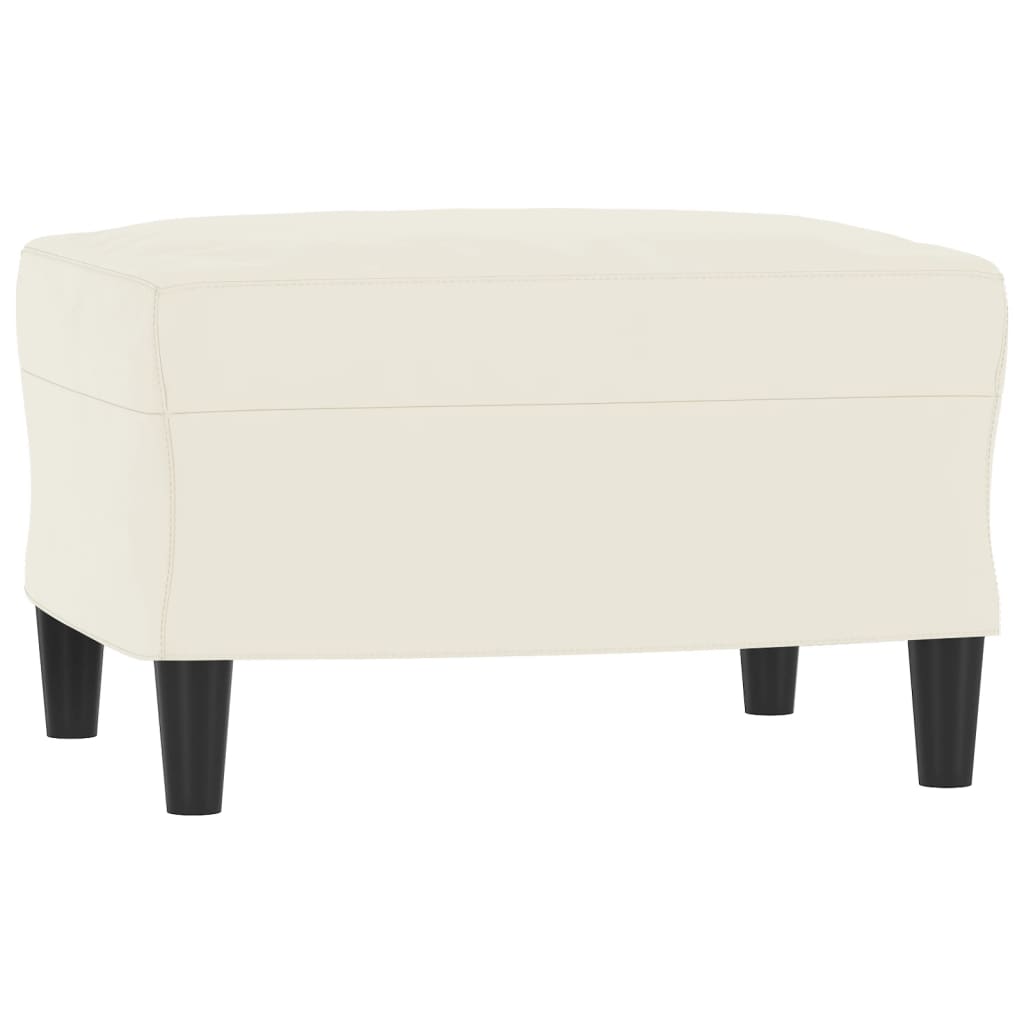3 Seater Sofa with Ottoman Cream 180 cm Velvet