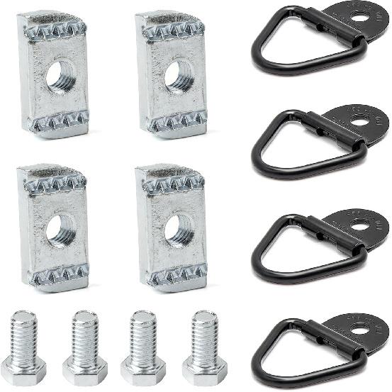 4 Set Truck Bed Rail Bolts Nuts Cargo D-Rings Tie Down Mount Kit Fits Nissan Frontier Titan W/Utili Track Bed Rail System