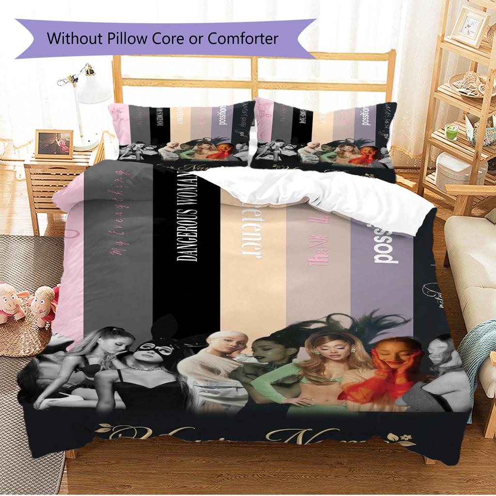 Name Custom Ariana Grande Pattern Bedding Set Quilt Cover Pillowcase Home Decor Gift (1 * duvet cover + 2 * pillowcase, without core)