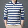 Полосатая футболка осень и зима новые длинные рукава нижние рубашки для молодежи и среднего возраста деловые повседневные рубашки поло мужские топы