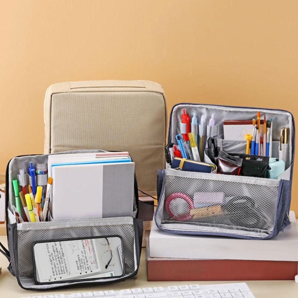Standable Vertical Makeup Bag Large Capacity Student Stationery Bag Pencil Case School Supplies
