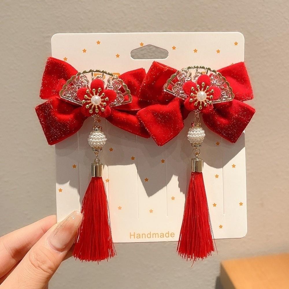 Tassels Japanese Kimono Headwear Cloth New Year Bow Hairpin Masquerade Party